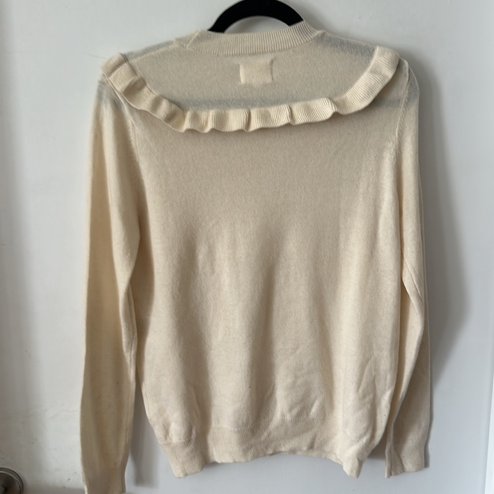 Sezane wool cashmere blend sweater Ruffle Jumper - Picture 3 of 5